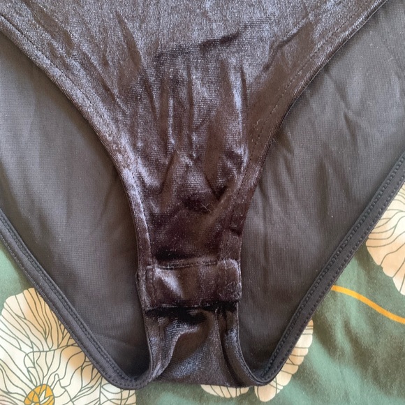 H&M Black Velour Bodysuit Unitard with Stars - Picture 3 of 6